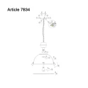 Steinhauer Luminaire à suspension BIKKEL - Ø 52CM à 1 flamme, grand E27 IP20, gris béton gradable