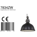 Steinhauer Luminaire à suspension BIKKEL - Ø 52CM à 1 flamme, grand E27 IP20, noir mat gradable