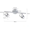 Steinhauer Rampe de projecteurs NATASJA à 2 flammes, Dim-To-Warm, réglable GU10 IP20, acier brossé gradable