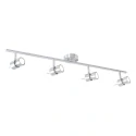 Rampe de projecteurs NATASJA 4 flammes, langue, Dim-To-Warm, réglable GU10 IP20, acier brossé gradable