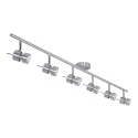 Rampe de projecteurs NATASJA 6 flammes, langue, Dim-To-Warm, réglable GU10 IP20, acier brossé gradable