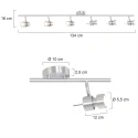 spotlight bar NATASJA 6 flames, long, Dim-To-Warm, adjustable GU10 IP20, steel brushed dimmable