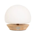 Steinhauer table lamp ANCILLA round, short, with touch dimmer G9 IP20, beech, natural colour dimmable