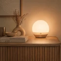 Steinhauer table lamp ANCILLA round, short, with touch dimmer G9 IP20, beech, natural colour dimmable