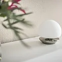 Steinhauer table lamp ANCILLA round, short, with touch dimmer G9 IP20, steel brushed dimmable