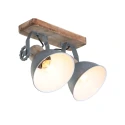 Mexlite Luminaire de plafond GEARWOOD à 2 flammes, réglable E27 IP20, gris, mat gradable