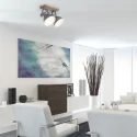 Mexlite Luminaire de plafond GEARWOOD à 2 flammes, réglable E27 IP20, gris, mat gradable