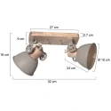 Mexlite ceiling luminaire GEARWOOD 2 flames E27 IP20, taupe dimmable
