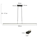Steinhauer Luminaire à suspension ZELENA / 155CM haut bas, CCT Switch, réglable, avec variateur tactile IP20, noir mat gradable