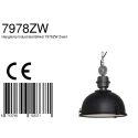 Steinhauer Luminaire à suspension BIKKEL - Ø 32CM à 1 flamme, petit E27 IP20, noir mat gradable