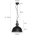 Steinhauer Luminaire à suspension BIKKEL - Ø 32CM à 1 flamme, petit E27 IP20, noir mat gradable