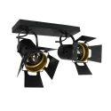 Mexlite Luminaire de plafond CARRÉ à 2 flammes, réglable E27 IP20, noir mat gradable