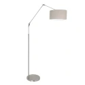 Steinhauer floor lamp PRESTIGE CHIC cylindrical, with switch, with shade, with jointed arm, with plug E27 IP20, steel brushed 