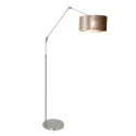 floor lamp PRESTIGE CHIC cylindrical, with switch, with shade, with jointed arm, with plug E27 IP20, steel brushed 