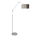 Steinhauer floor lamp PRESTIGE CHIC cylindrical, with switch, with shade, with jointed arm, with plug E27 IP20, steel brushed 