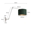 Steinhauer wall luminaire PRESTIGE CHIC cylindrical, with switch, with shade, with jointed arm, with plug E27 IP20, steel brushed dimmable