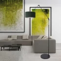 Steinhauer floor lamp PRESTIGE CHIC cylindrical, with switch, with shade, with jointed arm E27 IP20, black matt 