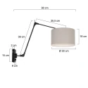 Steinhauer wall luminaire PRESTIGE CHIC cylindrical, with switch, with shade, with jointed arm, with plug E27 IP20, black matt dimmable