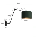 Steinhauer wall luminaire PRESTIGE CHIC cylindrical, with switch, with shade, with jointed arm, with plug E27 IP20, black matt dimmable
