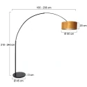Steinhauer floor lamp SPARKLED LIGHT cylindrical, with switch, with shade, with plug, adjustable E27 IP20, black matt 