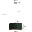 Steinhauer pendant luminaire SPARKLED LIGHT cylindrical, with shade E27 IP20, steel brushed dimmable