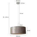 Steinhauer pendant luminaire SPARKLED LIGHT cylindrical, with shade E27 IP20, steel brushed dimmable