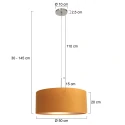 Steinhauer pendant luminaire SPARKLED LIGHT cylindrical, with shade E27 IP20, steel brushed dimmable