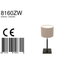 Steinhauer table lamp STANG up, short, with switch, with shade, with plug E27 IP20, black matt dimmable