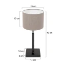 Steinhauer table lamp STANG up, short, with switch, with shade, with plug E27 IP20, black matt dimmable