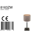 Steinhauer table lamp STANG up, short, with switch, with shade, with plug E27 IP20, black matt dimmable