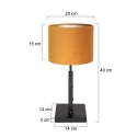 Steinhauer table lamp STANG up, short, with switch, with shade, with plug E27 IP20, black matt dimmable