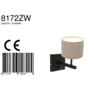 Steinhauer wall luminaire STANG up, cylindrical, with shade E27 IP20, black matt dimmable