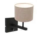 Steinhauer wall luminaire STANG up, cylindrical, with shade E27 IP20, black matt dimmable