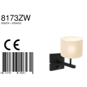 Steinhauer wall luminaire STANG up, cylindrical, with shade E27 IP20, black matt dimmable