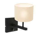 Steinhauer wall luminaire STANG up, cylindrical, with shade E27 IP20, black matt dimmable