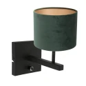 Steinhauer wall luminaire STANG up, cylindrical, with shade E27 IP20, black matt dimmable