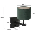 Steinhauer wall luminaire STANG up, cylindrical, with shade E27 IP20, black matt dimmable