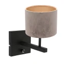 Steinhauer wall luminaire STANG up, cylindrical, with shade E27 IP20, black matt dimmable