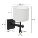 Steinhauer wall luminaire STANG with shade, with LED spot E27 IP20, black matt 