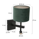 Steinhauer wall luminaire STANG with shade, with LED spot E27 IP20, black matt 