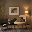 Steinhauer floor lamp STANG down, with switch, with shade, with plug E27 IP20, black matt dimmable