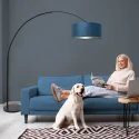 Steinhauer floor lamp SPARKLED LIGHT cylindrical, with switch, with shade, with plug, adjustable E27 IP20, black matt 