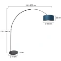 Steinhauer floor lamp SPARKLED LIGHT cylindrical, with switch, with shade, with plug, adjustable E27 IP20, black matt 