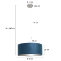 Steinhauer pendant luminaire SPARKLED LIGHT cylindrical, with shade E27 IP20, steel brushed dimmable
