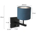 Steinhauer wall luminaire STANG up, cylindrical, with shade E27 IP20, black matt dimmable