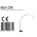floor lamp SPARKLED LIGHT half round, with switch, with shade, with plug, adjustable E27 IP20, black matt 