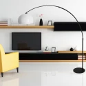floor lamp SPARKLED LIGHT half round, with switch, with shade, with plug, adjustable E27 IP20, black matt 