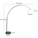 floor lamp SPARKLED LIGHT half round, with switch, with shade, with plug, adjustable E27 IP20, black matt 