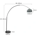 Steinhauer floor lamp SPARKLED LIGHT half round, with switch, with shade, with plug, adjustable E27 IP20, black matt 