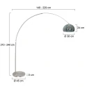 Steinhauer floor lamp SPARKLED LIGHT half round, with switch, with shade, with plug, adjustable E27 IP20, steel brushed 
